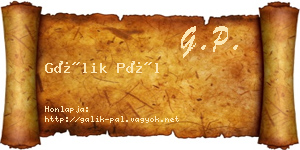 Gálik Pál névjegykártya